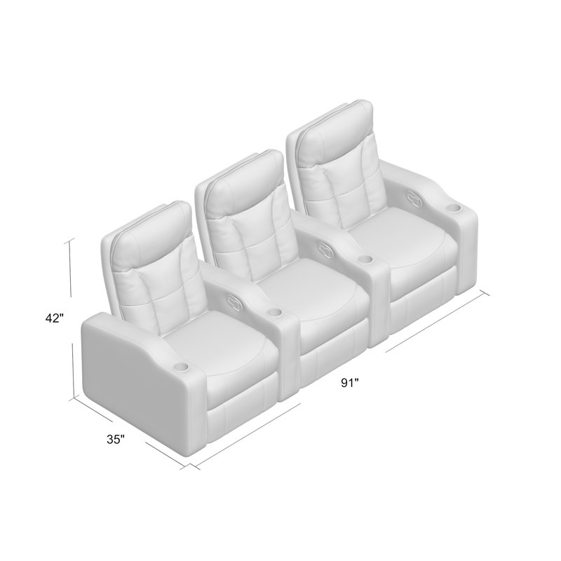 Winston Porter Vegan Leather Home Theater Seat with Cup Holder